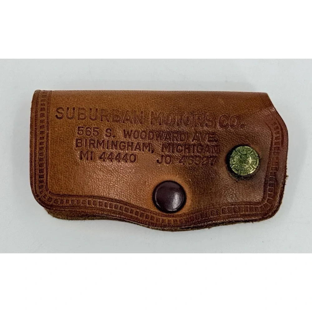 Suburban Motors Oldsmobile Birmingham, MI Brown Advertising Leather Keychain 50s